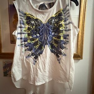 White Sleeveless Butterfly Graphic Tank Top - Disney